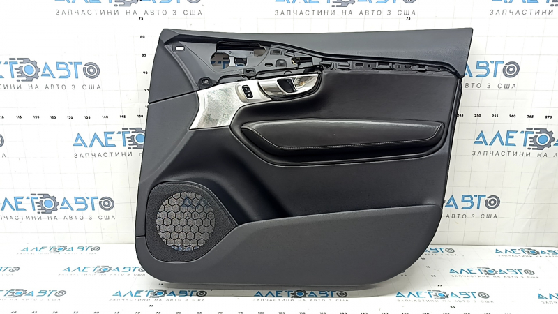 Volvo XC90 16-22 black front right door panel, armrest and insert in black nappa leather, grey stitching, Bowers and Wilkins, with handle, scratches