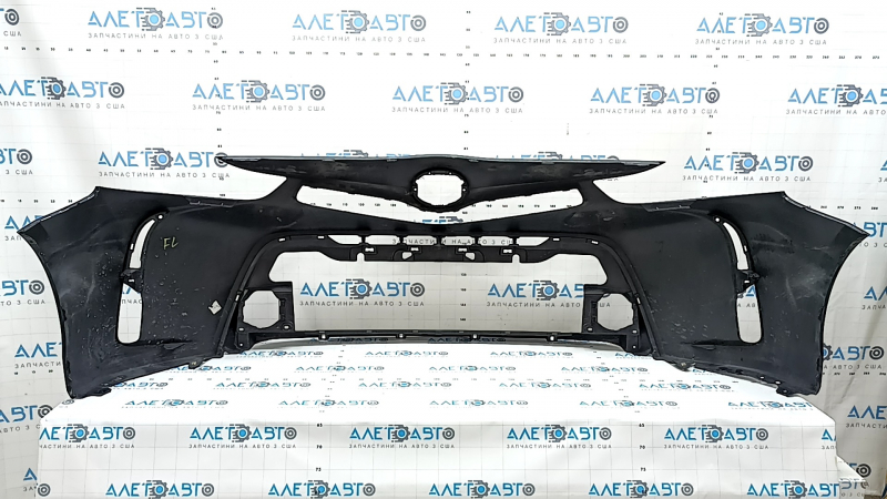 Front bumper, bare, Toyota Prius V 15-17 rest, black, crack, cracks in fasteners, scratches