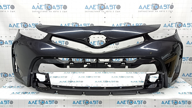 Front bumper, bare, Toyota Prius V 15-17 rest, black, crack, cracks in fasteners, scratches