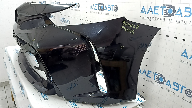 Front bumper, bare, Toyota Prius V 15-17 rest, black, crack, cracks in fasteners, scratches