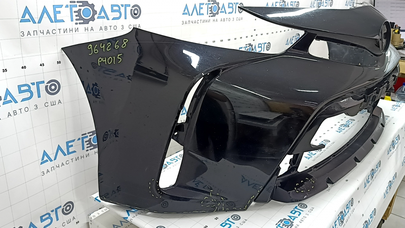 Front bumper, bare, Toyota Prius V 15-17 rest, black, crack, cracks in fasteners, scratches
