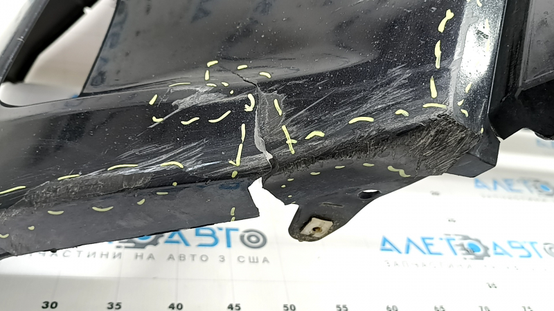 Front bumper, bare, Toyota Prius V 15-17 rest, black, crack, cracks in fasteners, scratches
