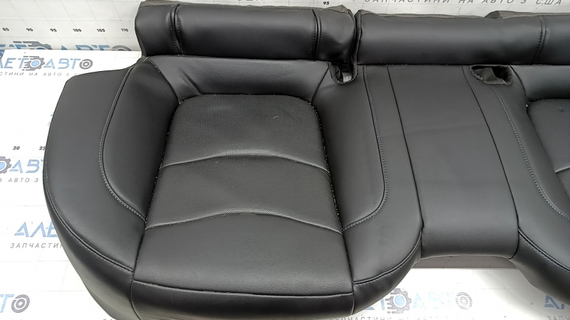 Chevrolet Volt 16-18 rear seat cushion, black leather with blue stitching, perforated, dents