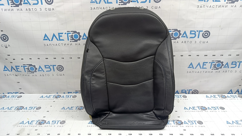 Chevrolet Volt 16-19 passenger seat back upholstery, black leather, blue stitching, no foam