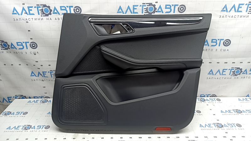 Door trim, front right card, Porsche Macan 15-26, black, Base, insert black gloss, armrest black leather, scratches on molding, tear