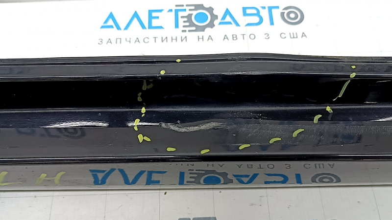 Left side sill for Toyota Prius V 12-17, black, with mudguard, dented, scratches, cracks, broken mount