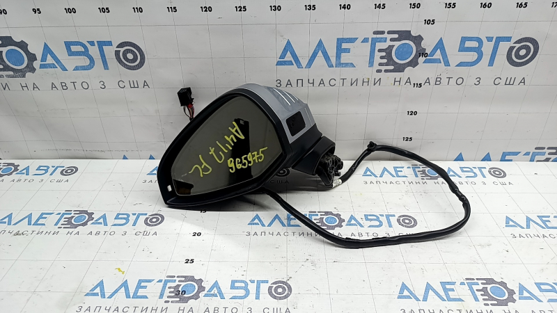 Left side mirror assembly for Audi A4 B9 17-19, 15 pins, turn signal, auto-dimming, memory, BSM, silver, chipped