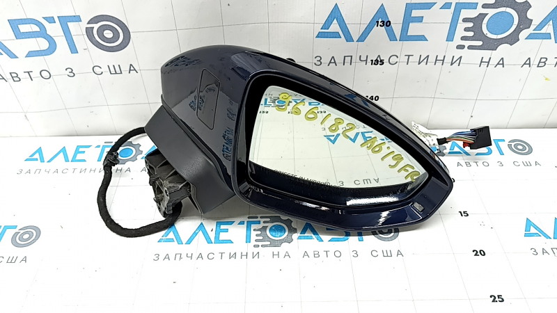 Right side mirror assembly for Audi A6 C8 19-25, 15+2 pins, turn signal, heated, auto-dimming, auto-folding, camera, BSM, blue, bumper