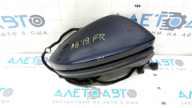 Right side mirror assembly for Audi A6 C8 19-25, 15+2 pins, turn signal, heated, auto-dimming, auto-folding, camera, BSM, blue, bumper
