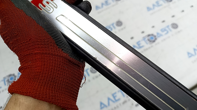 Audi A4 B9 17-20 S-Line outer front left door sill trim with backlight, scratch, chrome bulge