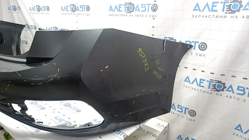 Bare rear bumper VW Jetta 22-26 graphite, scratches, cracked fasteners, broken fasteners, cracked
