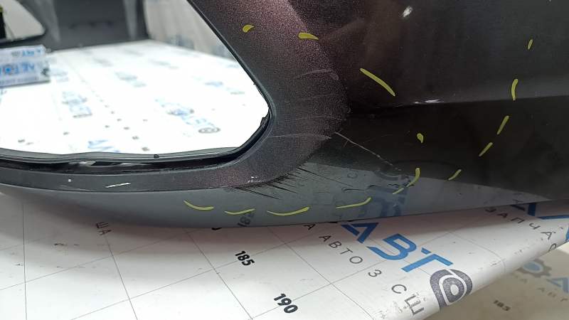 Bare rear bumper VW Jetta 22-26 graphite, scratches, cracked fasteners, broken fasteners, cracked
