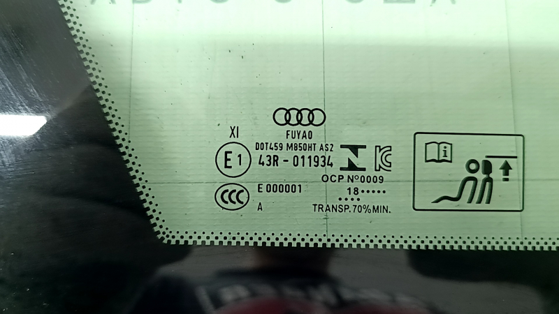 Rear left window, blind glass, Audi A6 C8 19-25, triplex, with chrome molding, scratches on the molding