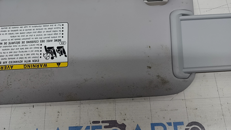 Right sun visor for Toyota Prius 50 19-22, gray, without hook, with overlay, dry-cleanable