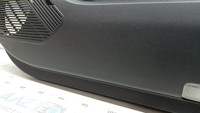 Door trim panel, front right, Toyota Venza 21-22 XLE, Limited, black leather with gray stitching, dark gray trim with chrome molding, no buttons, scratches