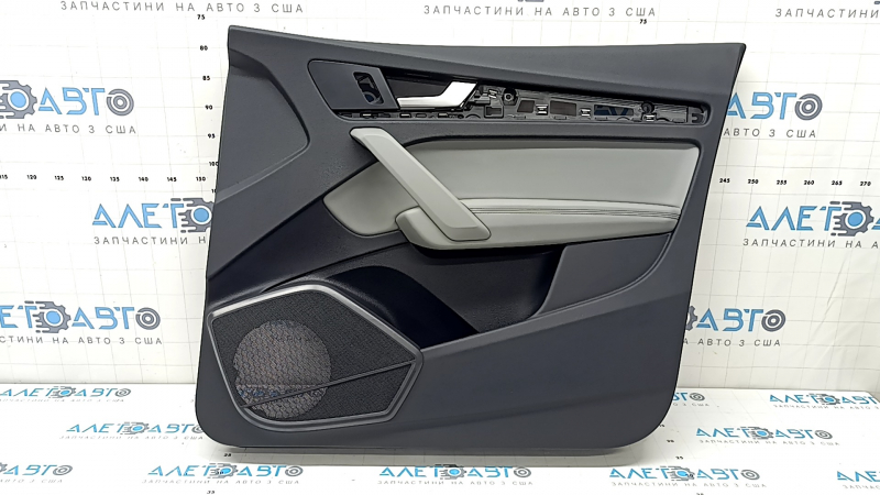 Door trim panel, front right, Audi Q5 80A 21-24, black, armrest and insert, gray leather, with overlays, with handle