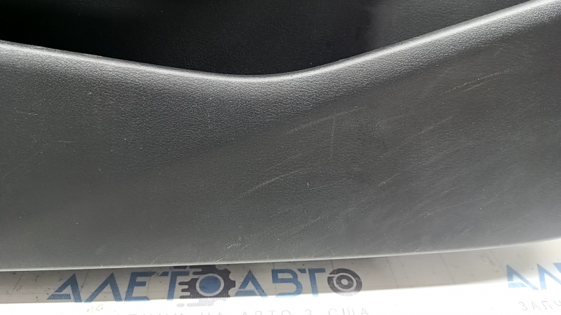 Front left door panel for Mazda 3 19-23 4D, black leather, Japan built, with speaker trim and handle cap, armrest and insert, black leather, brown stitching, scratches