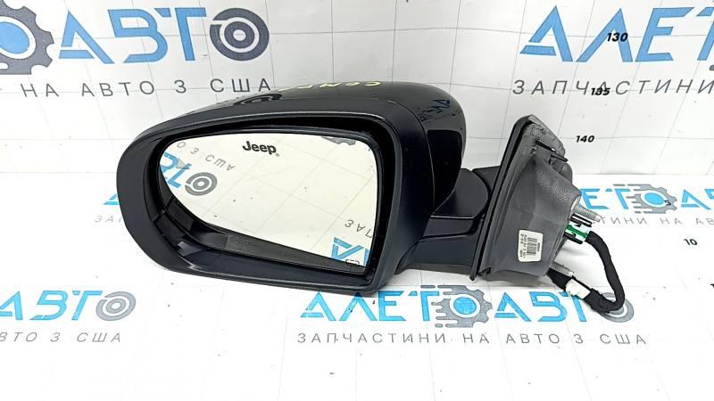 Left side mirror assembly for Jeep Compass 17-26, 5+4 pins, BSM, heated, turn signal, gloss black, scratches