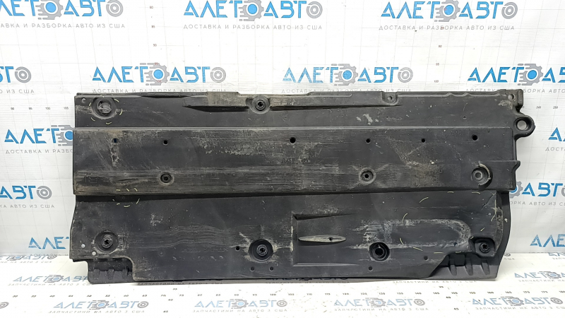 Left underbody protection for Toyota Prius 50 19-22 is dented and torn.