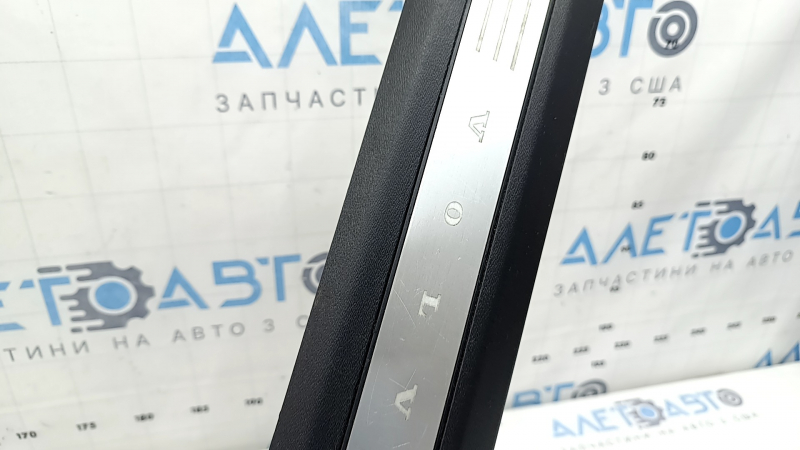 Volvo XC90 16-23 black front right inner door sill with chrome insert, scratches