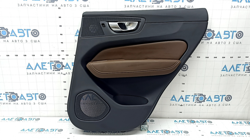 Door trim panel rear right Volvo XC60 18-26 black, armrest and insert Nappa leather brown, with overlay, scratches