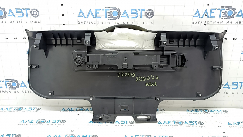 Volvo XC60 18-26 black lower tailgate trim with trim, scratches, worn, needs cleaning
