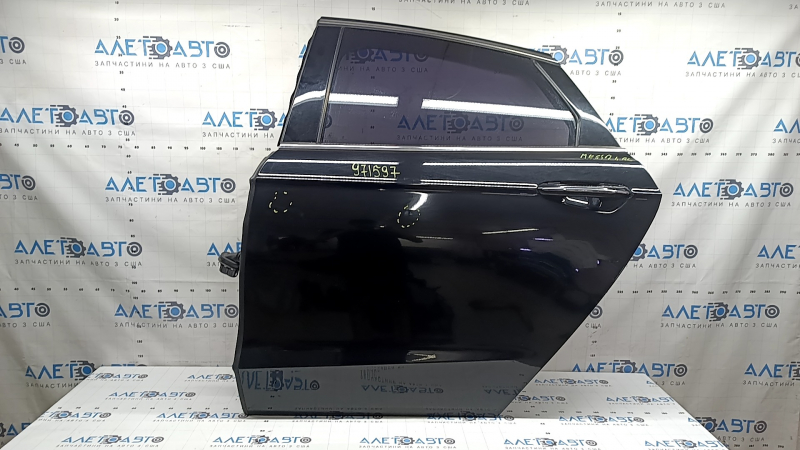 Rear left door assembly Ford Fusion mk5 17-20 keyless, black G1, chrome moldings and handle, bumpers
