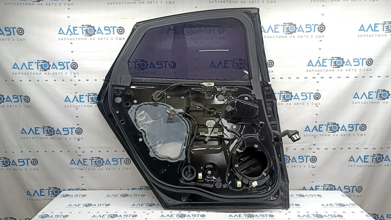 Rear left door assembly Ford Fusion mk5 17-20 keyless, black G1, chrome moldings and handle, bumpers