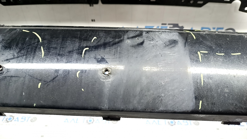 Front bumper, bare, Ford Fusion mk5 2017-2018, with 4 parking sensors and Park Assist, black, chips, non-factory holes, scratches, cracked