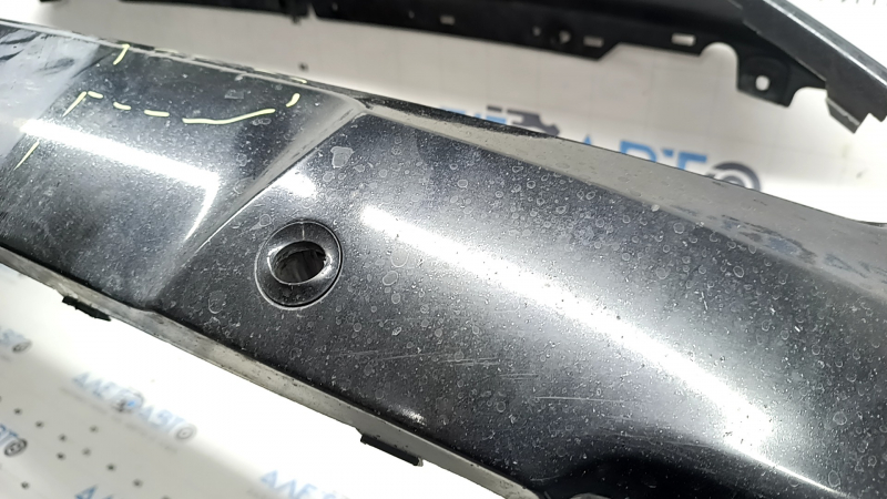 Front bumper, bare, Ford Fusion mk5 2017-2018, with 4 parking sensors and Park Assist, black, chips, non-factory holes, scratches, cracked
