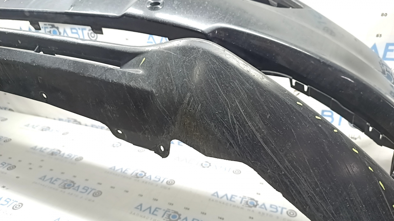 Front bumper, bare, Ford Fusion mk5 2017-2018, with 4 parking sensors and Park Assist, black, chips, non-factory holes, scratches, cracked