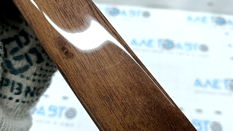Audi A5 F5 18-25 5D rear left door trim molding, brown walnut finish, scratches