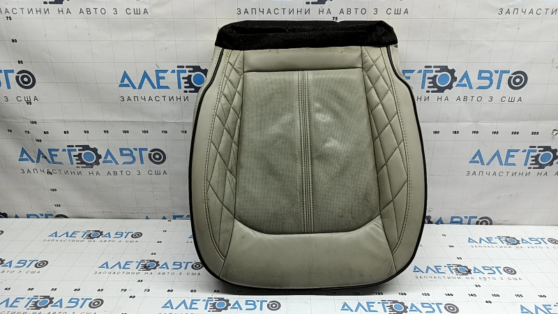 Ford Fusion mk5 17-20 passenger seat cushion upholstery, gray leather, brown leather insert, perforation, Platinum, for ventilation, dry-cleanable