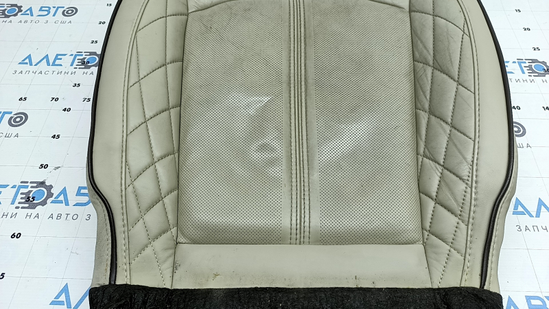 Ford Fusion mk5 17-20 passenger seat cushion upholstery, gray leather, brown leather insert, perforation, Platinum, for ventilation, dry-cleanable