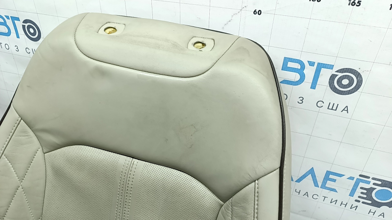 Ford Fusion mk5 17-20 passenger seat back upholstery, gray leather, brown leather insert, perforation, Platinum, for ventilation, dry-cleanable