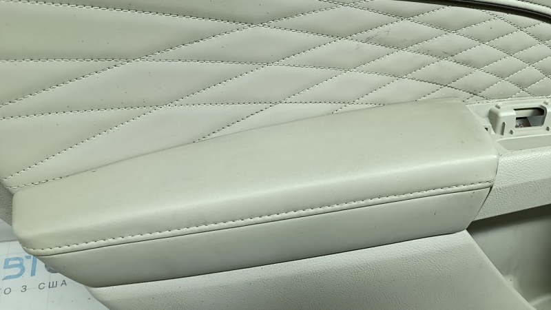 Door trim, rear left, Ford Fusion mk5 17-20 titanium, Platinum, gray leather, with gray diamond-pattern insert, wood-pattern insert, brown upper trim, with handle, scratches, ready for dry cleaning