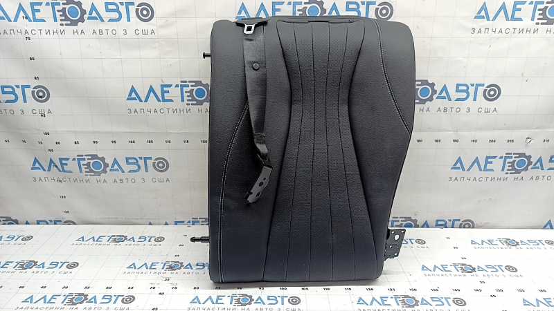 Left rear seat backrest for Mercedes W213 E 17-23, black leather, white stitching, with belt