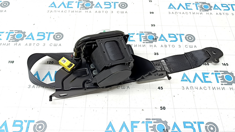 Rear left seat belt with squib for Subaru Forester 25-26, black, worn, shot