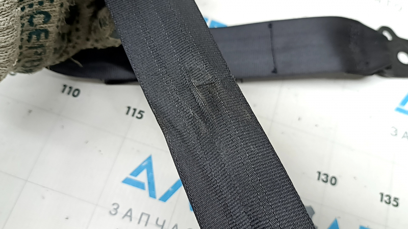 Rear left seat belt with squib for Subaru Forester 25-26, black, worn, shot