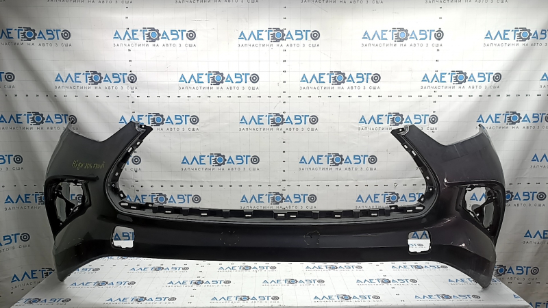 Front bumper, bare, Toyota Highlander 20-26, without parking sensors, graphite, scratches, tear, missing fragment, broken mount, non-factory holes