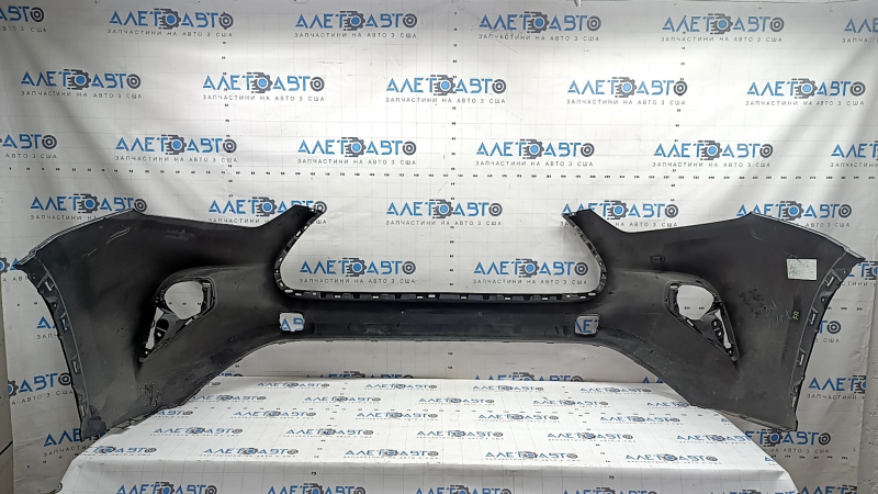 Front bumper, bare, Toyota Highlander 20-26, without parking sensors, graphite, scratches, tear, missing fragment, broken mount, non-factory holes