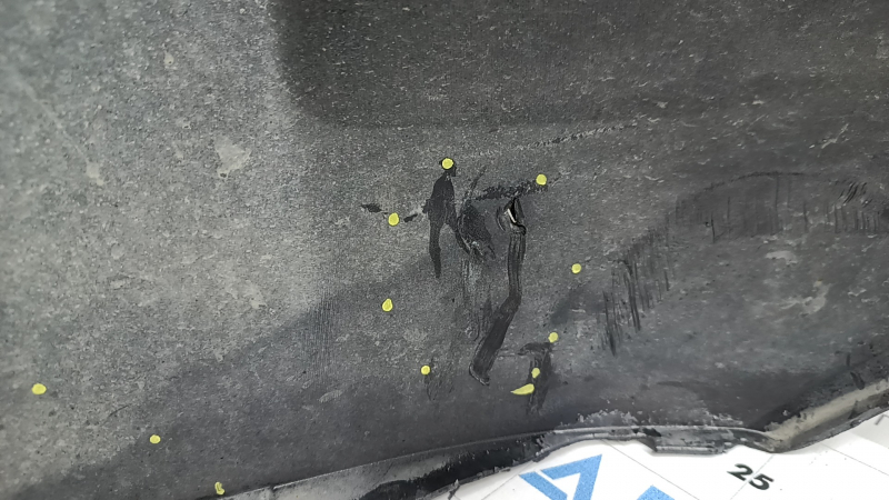 Front bumper, bare, Toyota Highlander 20-26, without parking sensors, graphite, scratches, tear, missing fragment, broken mount, non-factory holes