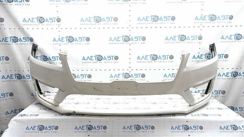 Bare front bumper for a Lincoln MKZ 17-20, without parking sensors and without a tow hook, white, painted, scratches, broken fasteners