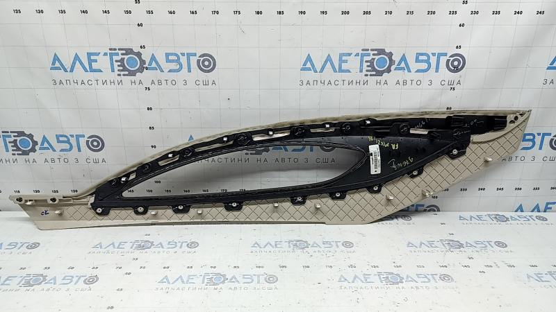 Lincoln MKZ 17-20 right side center console trim, beige leather, brown insert, dry cleanable, dents, broken mount