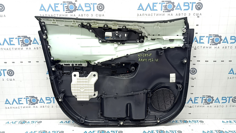 Door trim panel, front right, Toyota Rav4 19-24, black leather, blue stitching, armrest and insert, black leather, gray molding, with overlays, scratches