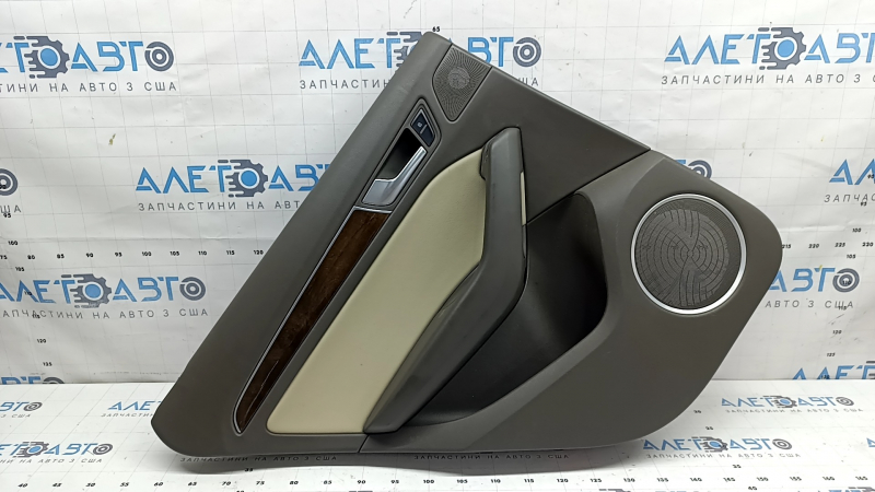 Door trim panel rear left complete Audi Q5 8R 09-17 beige truffelbeige, with beige leather insert, leather armrest, glossy wood molding, Premium Plus, Bang & Olufsen, with control buttons, scratches