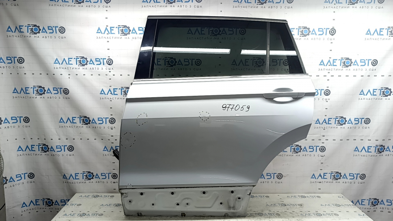 Complete rear left door for VW Tiguan 18-24, white LB9Z, without lower trim, bumper, dent