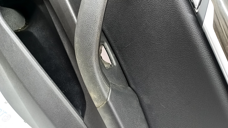 Door trim, rear right card, BMW X2 F39 18-23, Sensatec leather, black, armrest and handle, black leather, molding in dark wood with chrome opening handle, with backlighting and speaker grilles, dry-cleanable