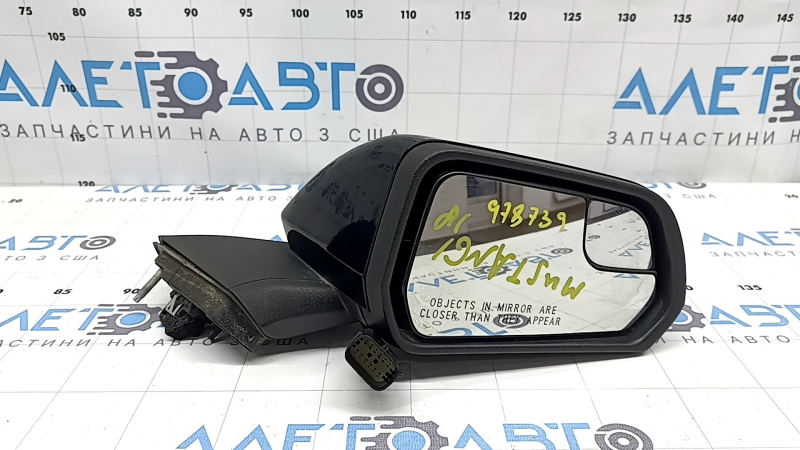 Right side mirror assembly Ford Mustang mk6 15-23 3 pins, black, mirror element does not lock