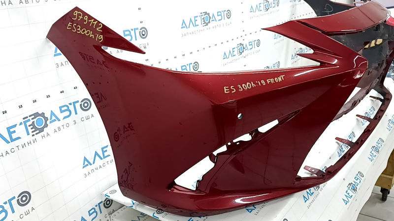 Bare front bumper Lexus ES 19-26 for parking sensors, red, scratches, crack in mount